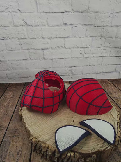 Red & Navy Raised Web Slinger Mask