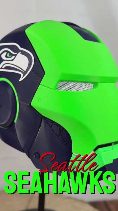 Seahawks- Inspired Iron Hero Helmet - Mark S in Navy & Action Green