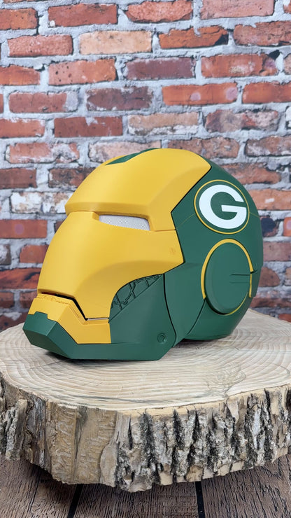 Green Bay- Inspired Iron Hero Helmet - Mark G in Green & Yellow