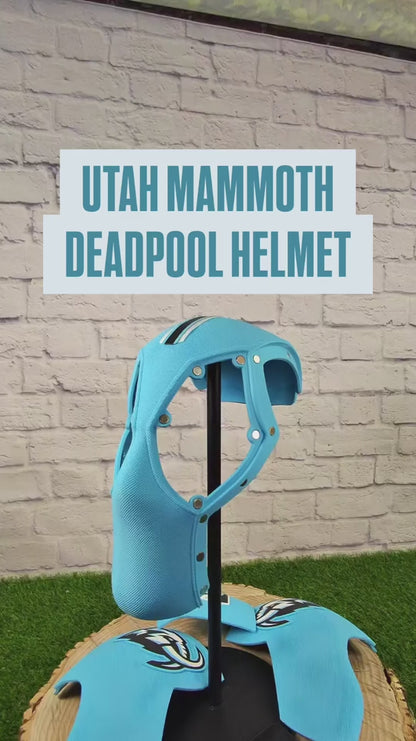 Utah-Inspired Ice Blue, White, & Black Masked Mercenary Mask