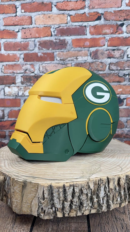 Green Bay- Inspired Iron Hero Helmet - Mark G in Green & Yellow