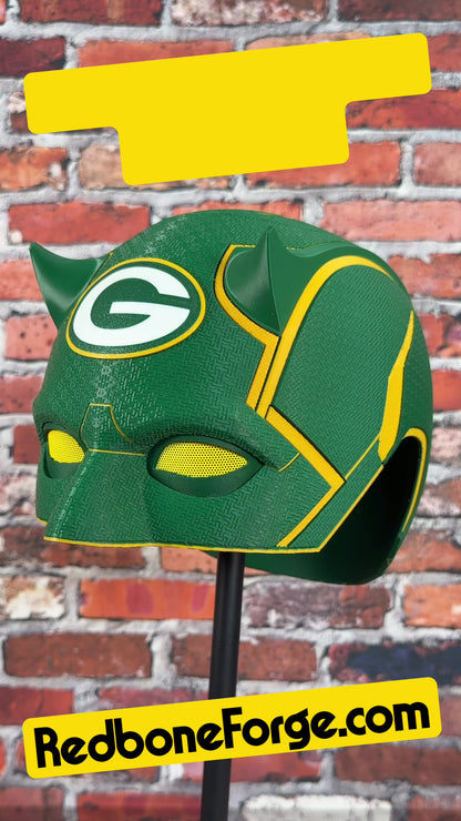 Green Bay-Inspired Green & Yellow Blind Devil Helmet